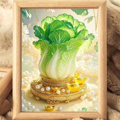 带框钻石画满钻方钻手工贴钻绣中式客厅玄关白菜百财纳福2025新款