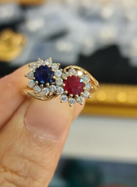 中古珠宝戒“你和我”珠宝戒