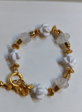 法国中古全新未使用老库存白玫瑰手链