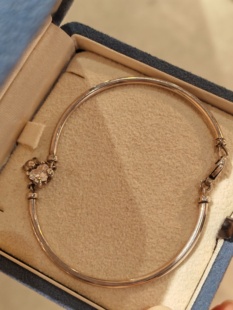 中古Vintage品牌打标小熊水晶925银手镯