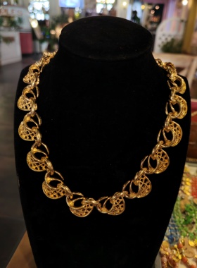 中古饰品Vintage金色镂空项链