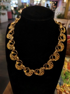 中古饰品Vintage金色镂空项链