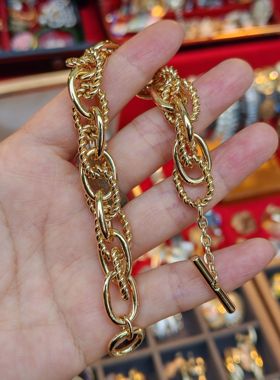 中古vintage镀厚金高级感麻花手链