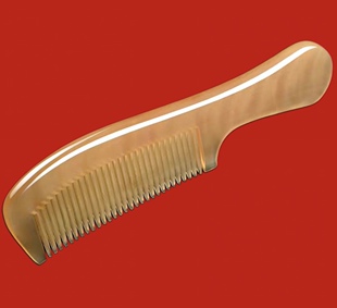 年货促销18厘米天然老黄牛角梳子按摩梳子加厚梳枕加宽精品款