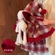 女童红色格子斗篷半身裙套装 宝宝呢子大衣披肩短裙两件套 2026新款