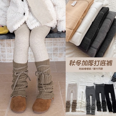 女童加绒打底裤带袜套2025新款儿童冬季一体绒裤子宝宝洋气长裤子