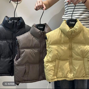 亲子儿童羽绒棉马甲仿小羊皮秋冬新款男女童加厚保暖背心外穿免洗