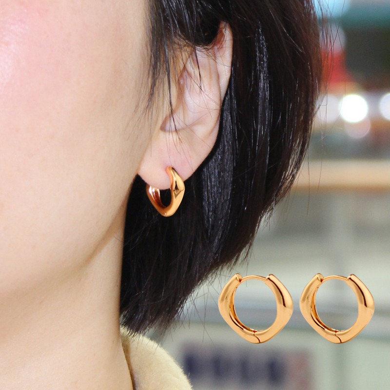 素圈气质耳环耳扣镀18K彩金色