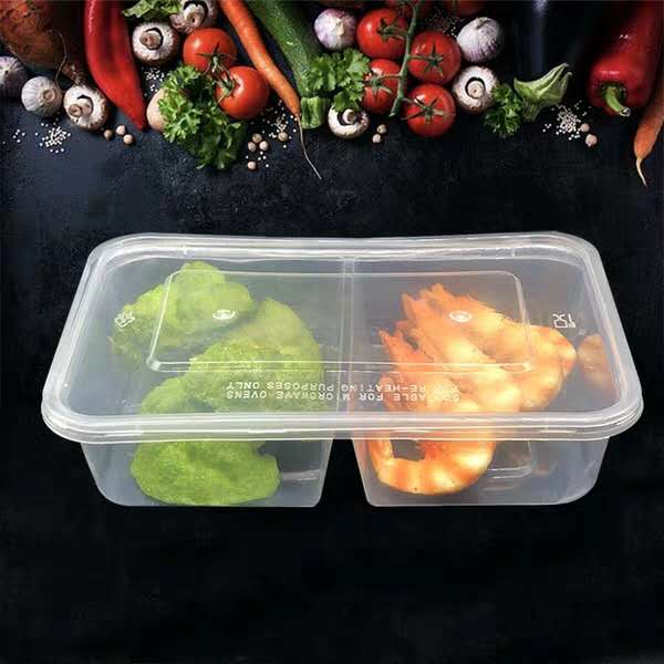 打包盒两分格长方形PP