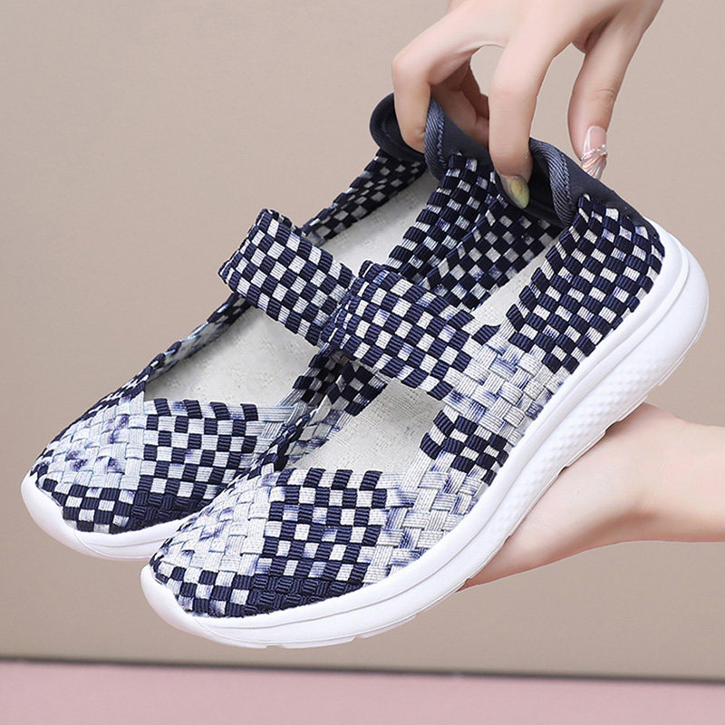 老北京布鞋新款女鞋透气中老年妈妈鞋松紧带编织鞋软底防滑休闲鞋,女鞋,网面鞋,淘宝优惠券,粉丝福利购,淘宝优惠卷