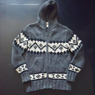 vintage古着美式 复古cowichan鹰鹿navajo雪柄纯羊毛衣bbxb6861