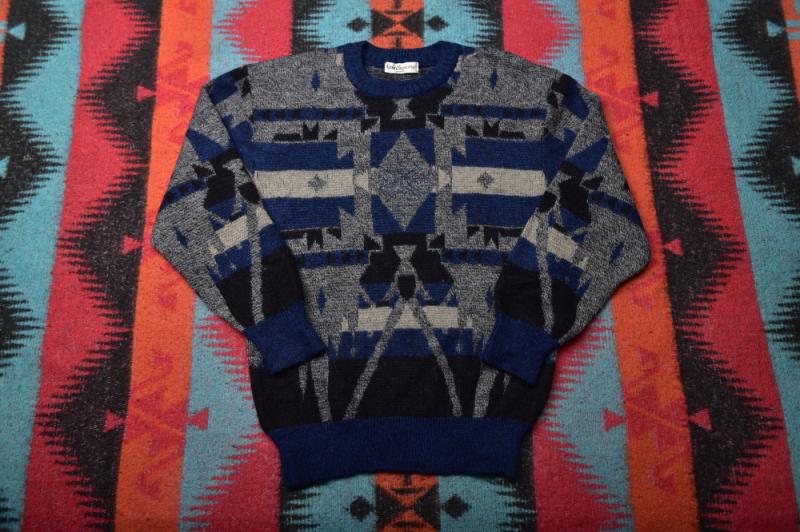 包邮美式印第安navajo风格复古雪柄镂空套头图腾纯羊毛衣hatt2104
