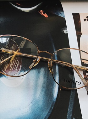 adolfo 包邮复古vintage古董平光面金属框架眼镜男女hayj705