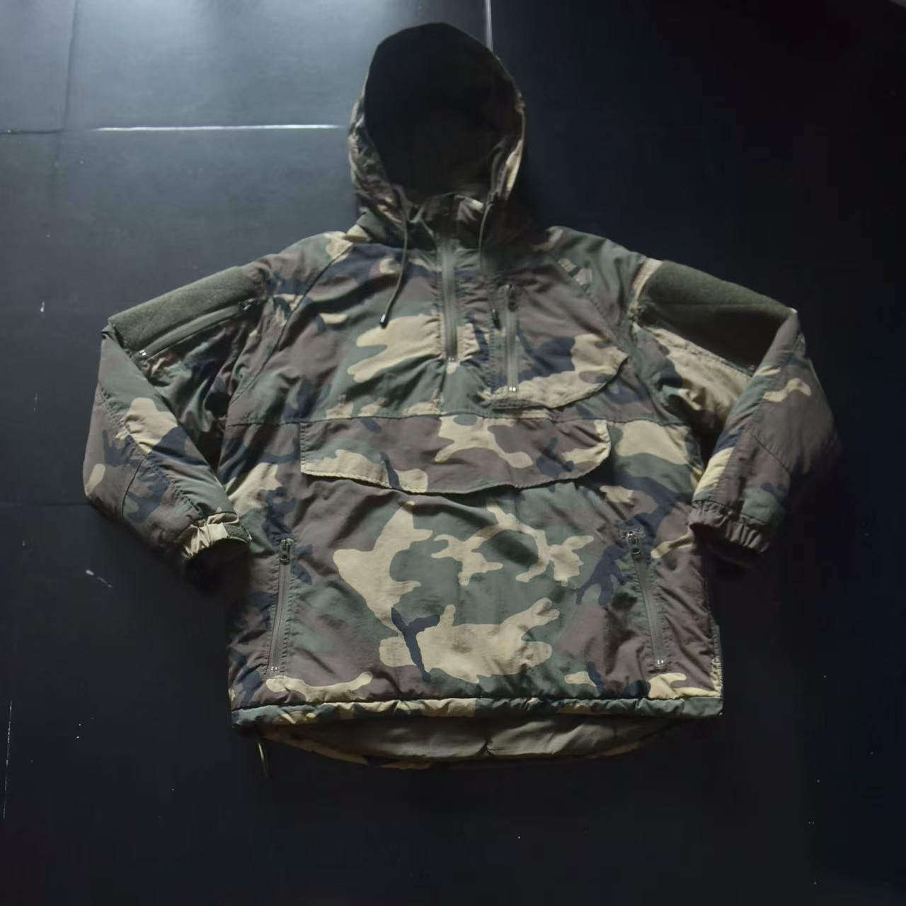 包邮vintage古着日本b记美式复古户外机能迷彩连帽棉外套ts916