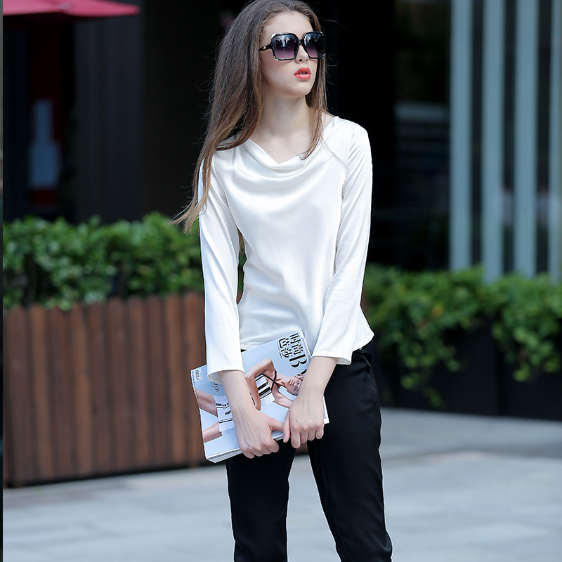 欧洲站推荐款重磅真丝荡领衬衫