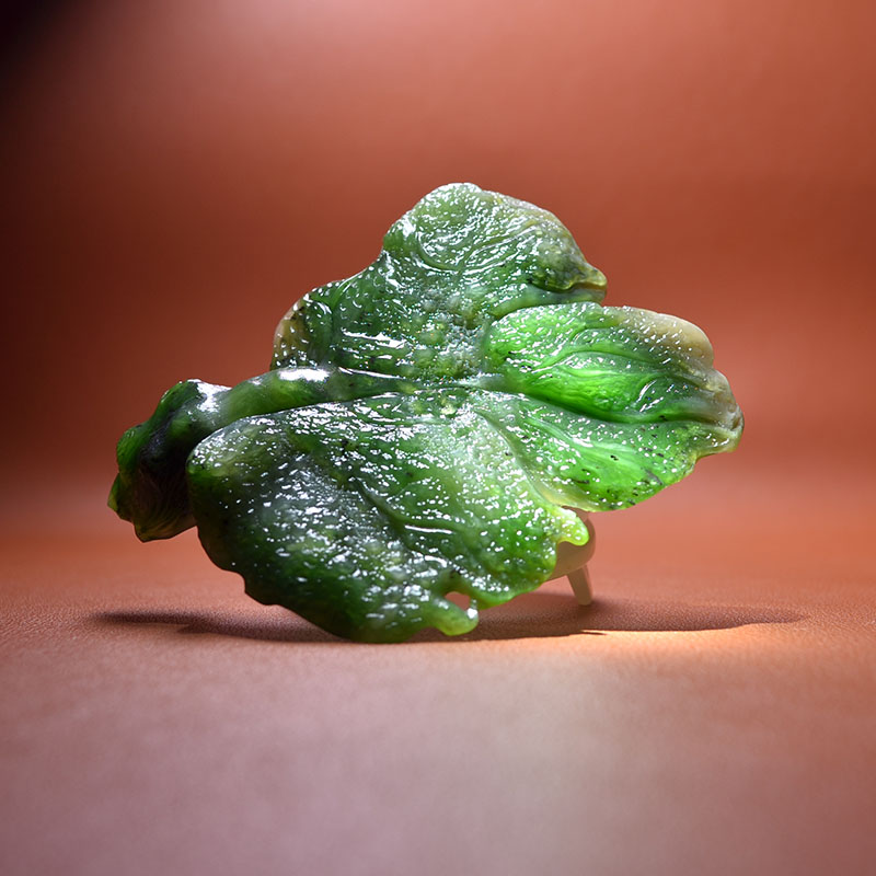 碧玉苹果绿贝叶文房雅玩镇纸笔搁