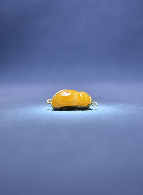 和田玉黄沁独籽貔貅镶金手牌挂坠