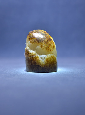 和田玉黑皮籽料文房雅玩印章镇纸