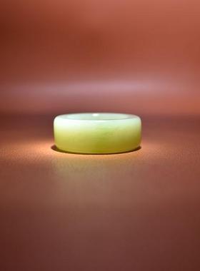 内径23翠青白玉特色扳指戒指31码