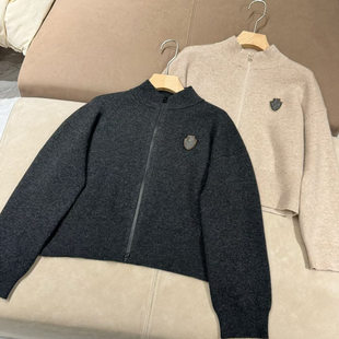 【OGARMA】重磅BC棒球领羊绒羊毛外套松紧腰针织直筒裤两件套装