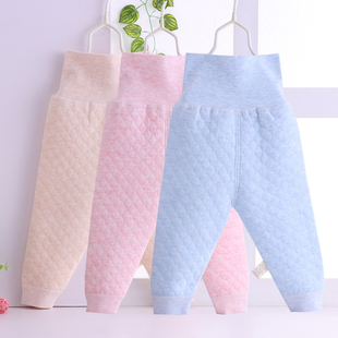 子 不勒肚子宝宝纯棉三层加厚护肚裤 婴儿保暖裤 薄夹棉高腰宽打底裤