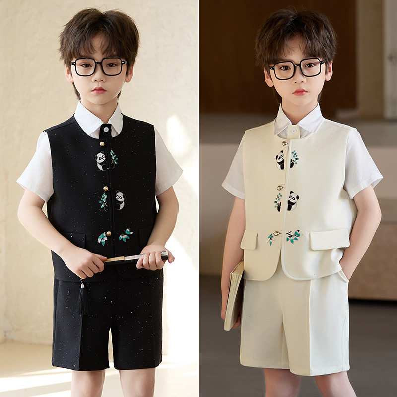 短袖花童礼服男孩演出服装英伦风图片