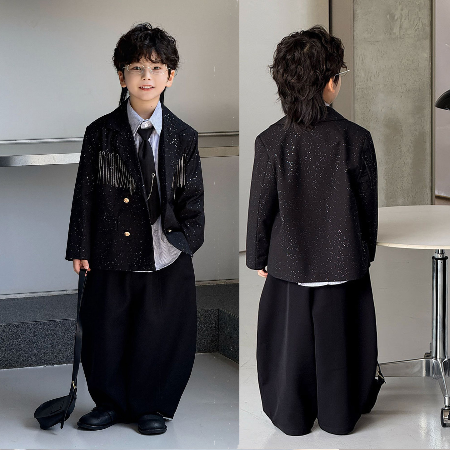 儿童西装套装男童2026新款春秋西服男孩礼服洋气主持人演出服礼服