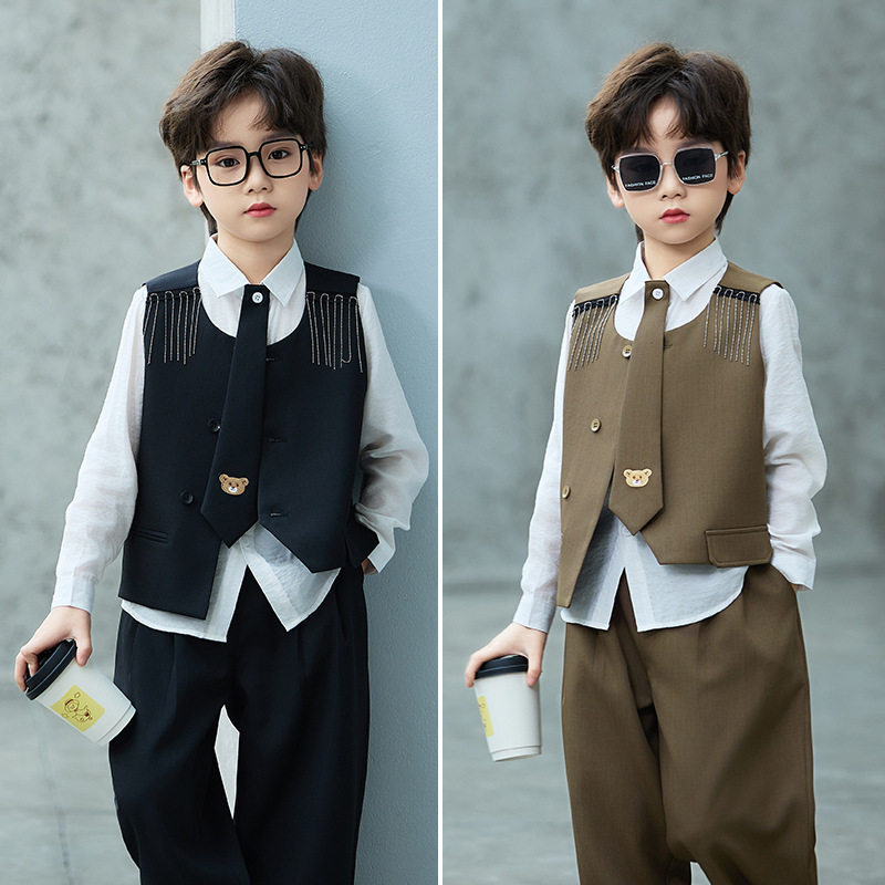 男童礼服春装时尚洋气儿童走秀西服花童婚礼西装套装男孩演出服装