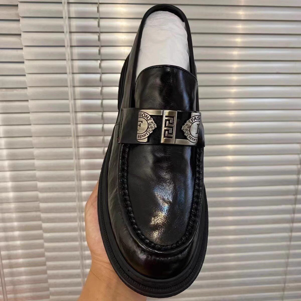 真皮商务休闲皮鞋男款2025夏季舒适厚底增高潮流百搭一脚蹬乐福鞋