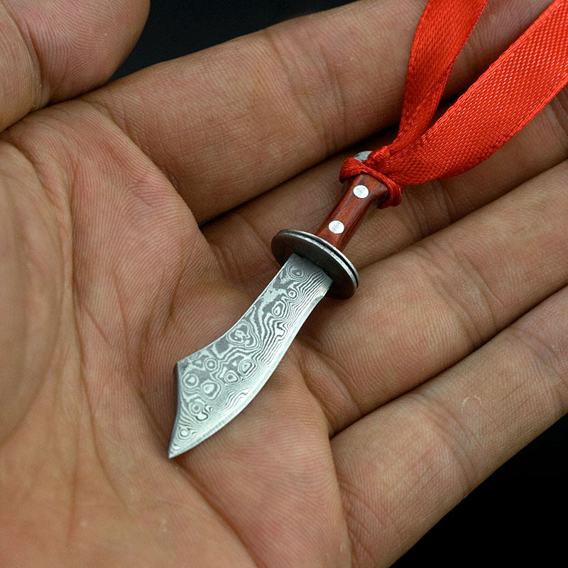 红军迷你抗日大刀大马士革钢钥匙刀拆快递刀小刀收藏刀礼品刀