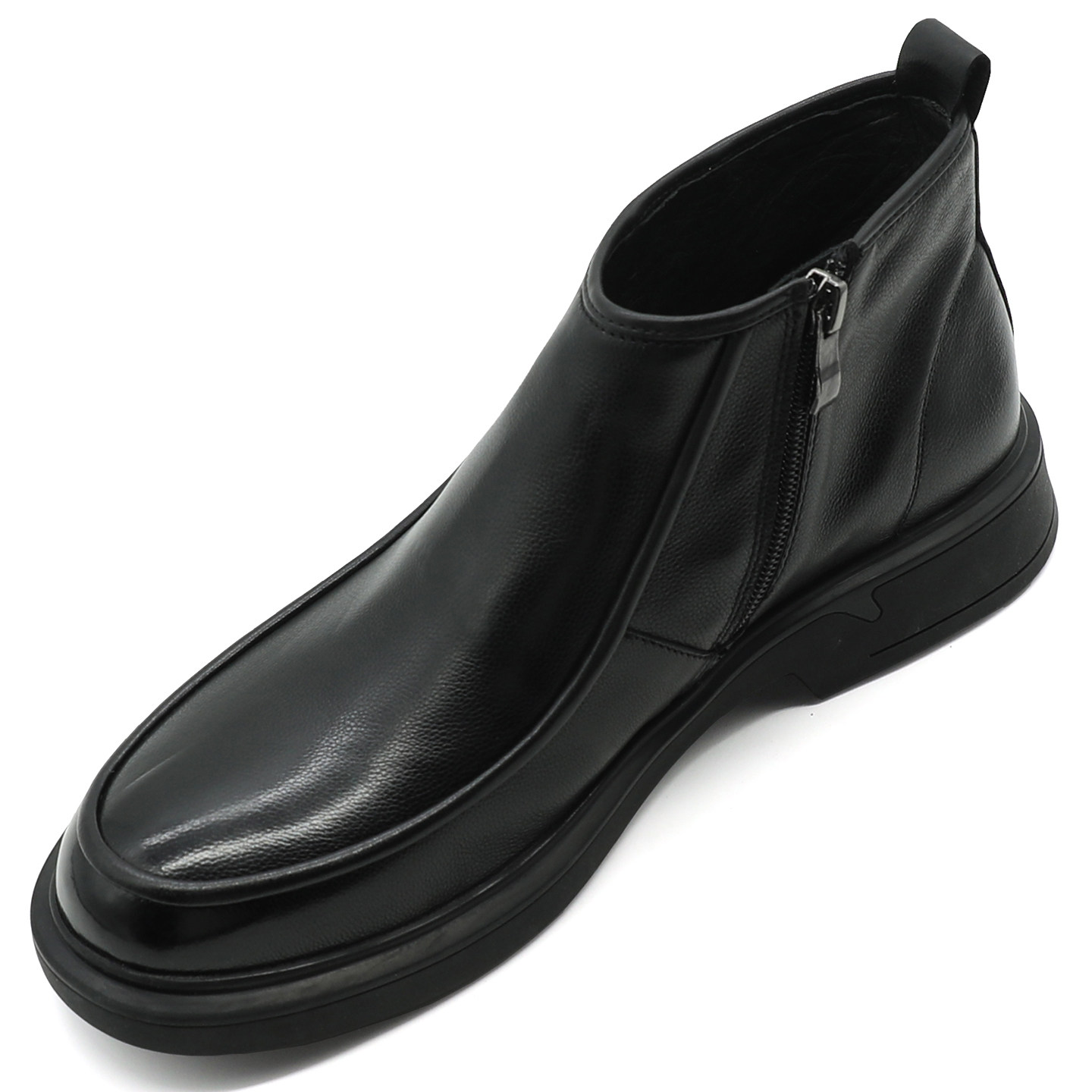 高帮切尔西男靴2025秋冬保暖英伦短靴潮流拉链时尚中帮皮鞋真皮鞋