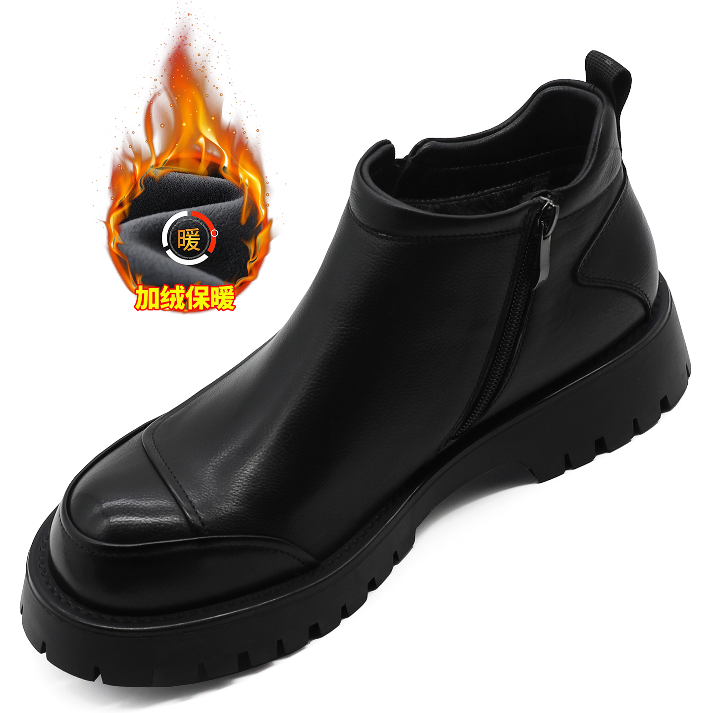 真皮厚底英伦短靴潮流百搭高帮鞋