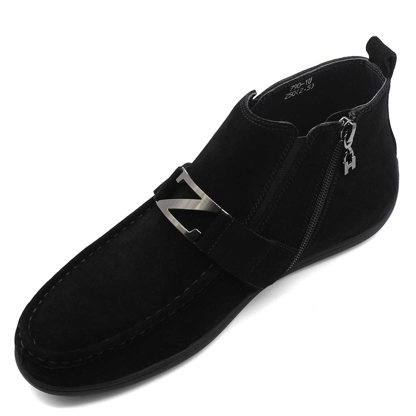 翻毛冬季新款男鞋2026真皮保暖一脚蹬厚底高帮男鞋纯色反绒磨砂鞋