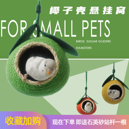 龙猫鹦鹉鸟窝椰子壳彩色水果大号