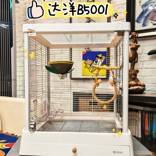 达洋304不锈钢鸟笼家用大号玻璃鹦鹉豪华别墅玄凤牡丹B5001