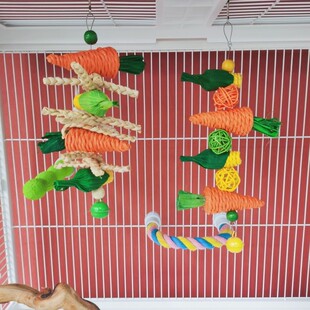 胡萝卜挂串玉米皮草绳编织兔兔龙猫磨牙玩具鹦鹉小鸟磨嘴挂串玩具