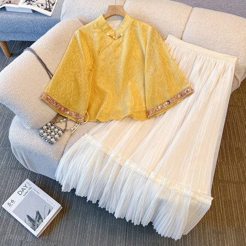 改良旗袍新中式夏季茶服两件套装
