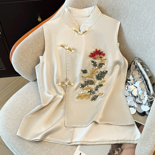 秋冬新中式复古小圆领盘扣国潮民族风旗袍款式上衣马甲开衫女外套