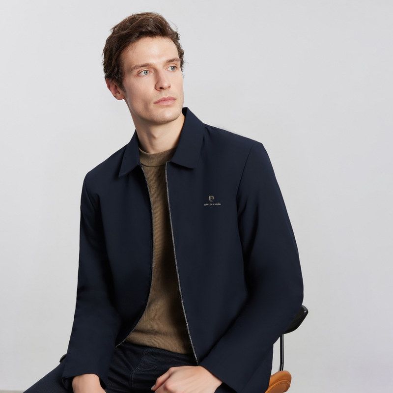 【直播官方正品】皮尔卡丹男士黑色行政夹克秋季新款中年商务外套