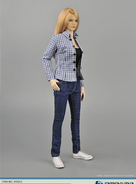 ZYTOYS 1/6比例 女式蓝色格子牛仔套装 (ZY5012)