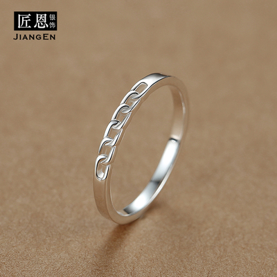 999纯银戒指女士闭口食指