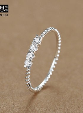 999纯银戒指女士闭口食指