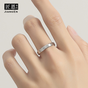 925纯银戒指女拉丝闭口单身食指个性指环男高级感小众设计时尚潮