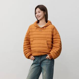 冬装新款套头卫衣式排骨羽绒服女短款宽松90鸭绒保暖轻薄连帽外套