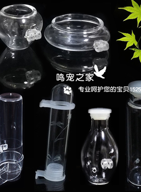 绣眼鸟杯绣眼鸟食罐绣眼食碗玻璃食杯玻璃饮水瓶饮水器鸟笼配件