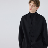 秋冬双面羊毛大衣男士 宽松高级纯手工羊毛呢子新中式 盘扣外套男