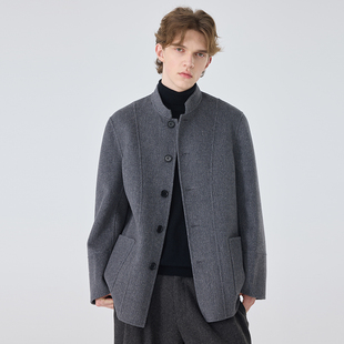 2025秋冬新款 立领双面羊毛大衣外套宽松休闲百搭呢子上衣男 男士