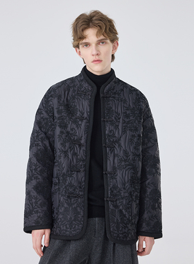 新中式男装棉衣民族中国风盘扣加厚唐装立领潮流刺绣男士复古外套