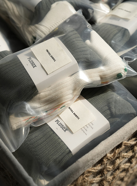 秋冬毛线袜子男女高级白色粗线复古米白色高帮袜子礼包