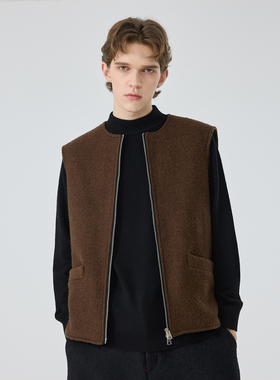 TIANHE YOUNI休闲风拉链马甲男冬季百搭无袖羊毛夹棉背心外套